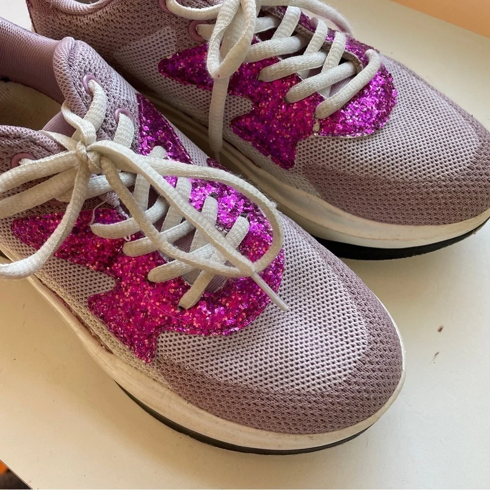 Purple Chunky Platform Sneakers BTS Army Glitter 8